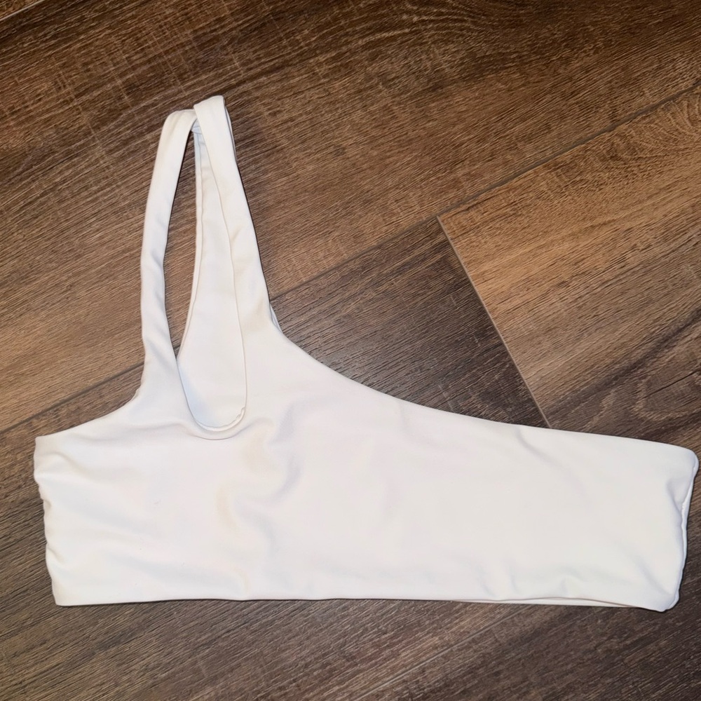 White One-Shoulder Bikini Top